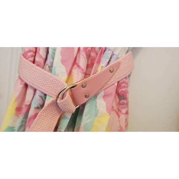 Vtg 1980s Ellen Hart Original Pink Pastel Floral Shirt Dress W/ Belt Flower 22 T - Picture 12 of 16